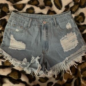 Distressed Denim Shorts